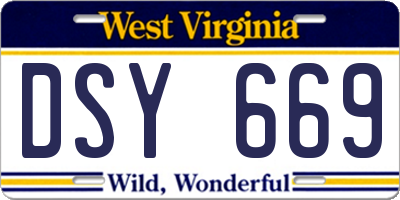 WV license plate DSY669
