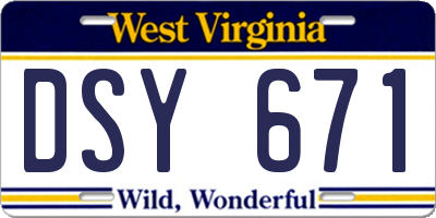 WV license plate DSY671