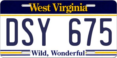 WV license plate DSY675