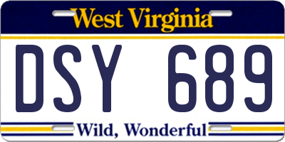 WV license plate DSY689