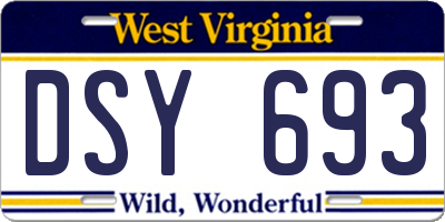 WV license plate DSY693