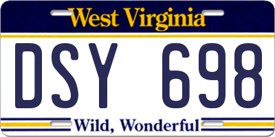WV license plate DSY698