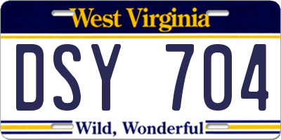 WV license plate DSY704