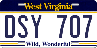 WV license plate DSY707