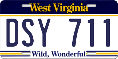WV license plate DSY711