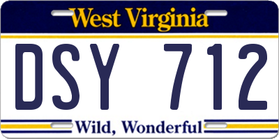WV license plate DSY712