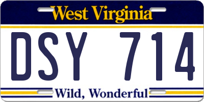 WV license plate DSY714