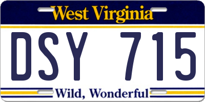 WV license plate DSY715