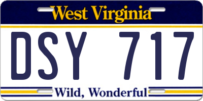 WV license plate DSY717