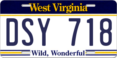 WV license plate DSY718