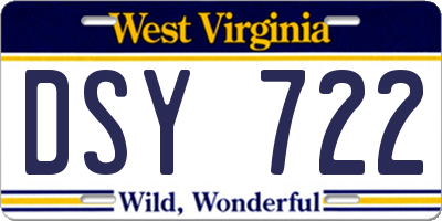 WV license plate DSY722