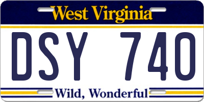 WV license plate DSY740