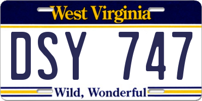 WV license plate DSY747