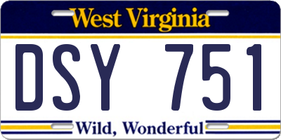 WV license plate DSY751