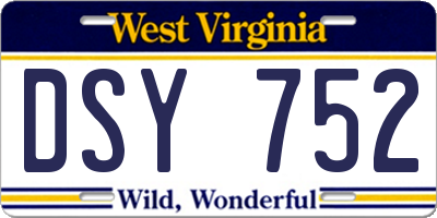WV license plate DSY752