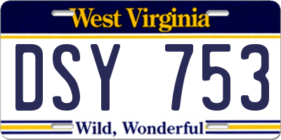 WV license plate DSY753