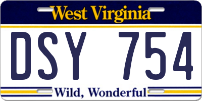 WV license plate DSY754