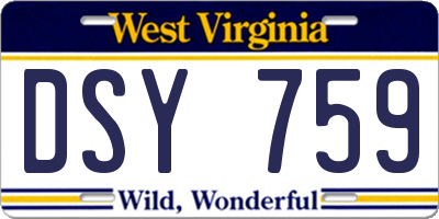 WV license plate DSY759
