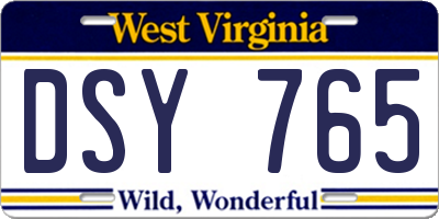 WV license plate DSY765