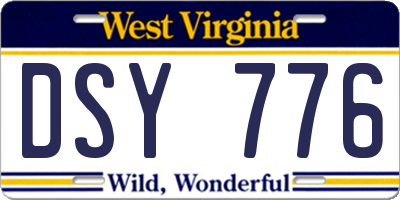 WV license plate DSY776