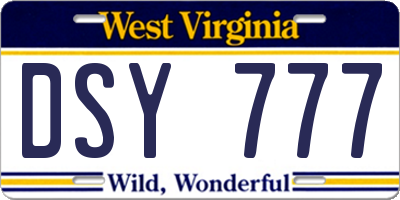WV license plate DSY777