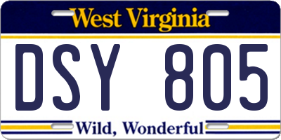 WV license plate DSY805