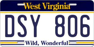WV license plate DSY806