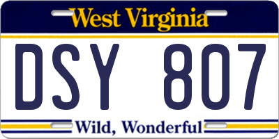 WV license plate DSY807
