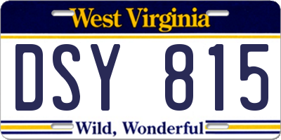 WV license plate DSY815