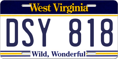 WV license plate DSY818