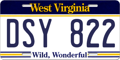 WV license plate DSY822