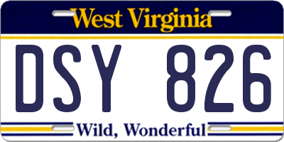 WV license plate DSY826