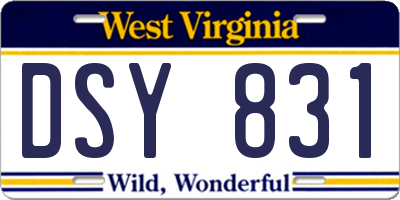 WV license plate DSY831