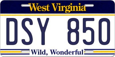 WV license plate DSY850