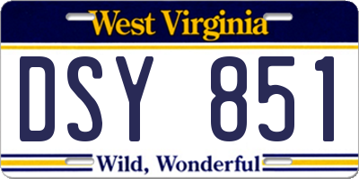 WV license plate DSY851
