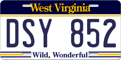 WV license plate DSY852