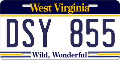 WV license plate DSY855