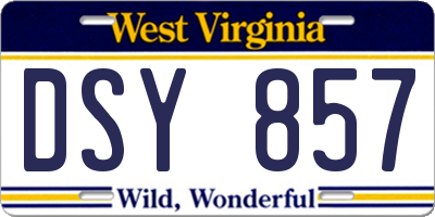 WV license plate DSY857