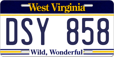 WV license plate DSY858