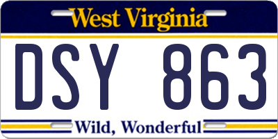 WV license plate DSY863