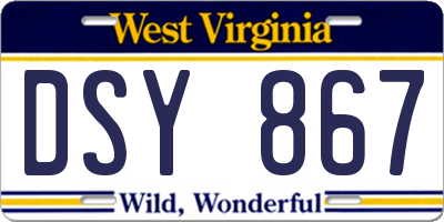 WV license plate DSY867