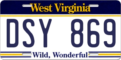 WV license plate DSY869