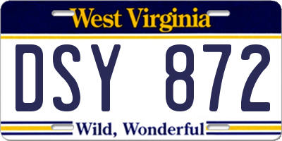 WV license plate DSY872