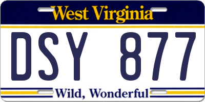 WV license plate DSY877