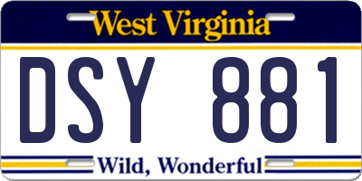 WV license plate DSY881