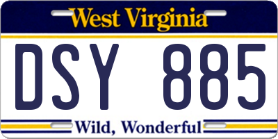 WV license plate DSY885
