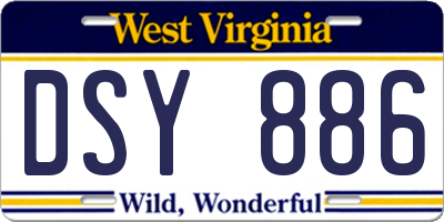 WV license plate DSY886