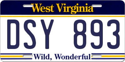 WV license plate DSY893
