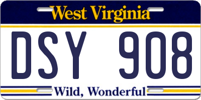 WV license plate DSY908