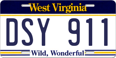 WV license plate DSY911
